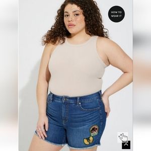 Torrid Blue Jean Shorts with Fun Patch